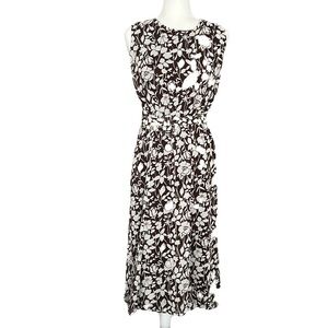 Liz Claiborne Brown Floral Sleeveless Belted Dress / size 14